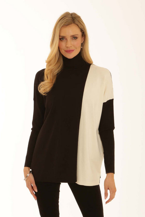 Pomodoro Two Tone Poncho – Women’s Casual Knitwear 12563