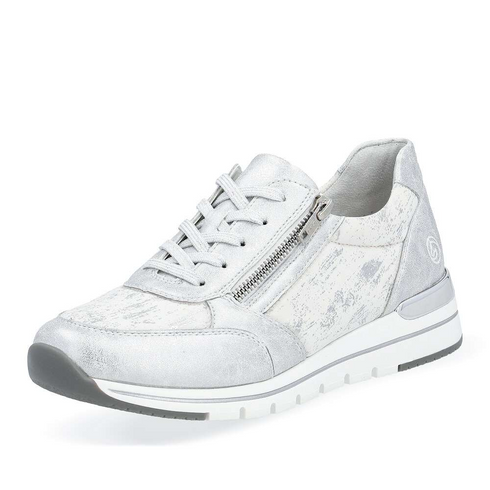 Remonte Women's Silver Zip & Lace Sneakers – R6700-91 – Dervans Fashions