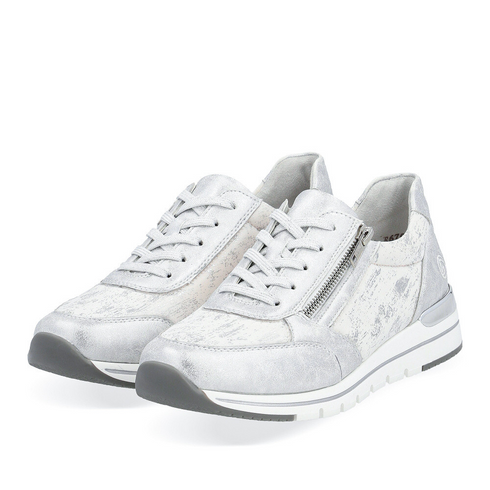 Remonte Women's Silver Zip & Lace Sneakers – R6700-91 – Dervans Fashions