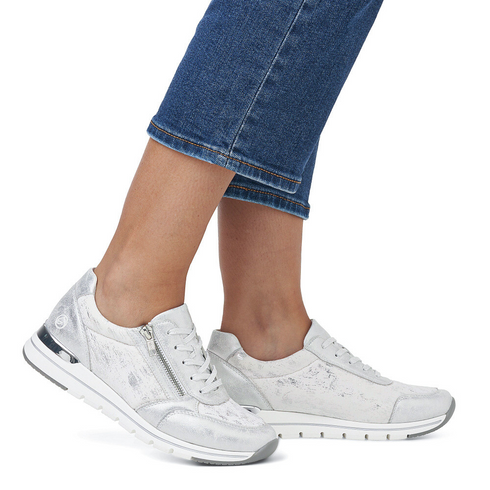 Remonte Women's Silver Zip & Lace Sneakers – R6700-91 – Dervans Fashions