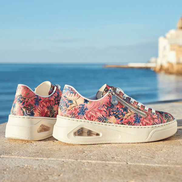 Rieker Side Zip Shoes Floral Multi Trainer N6401-90