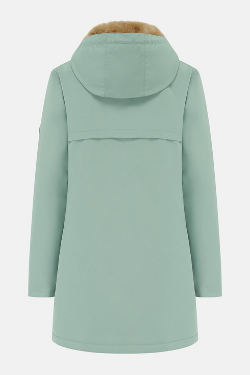 Lighthouse Scarlet AW26 in Sage Faux Fur Lined Waterproof Mid-Hip Coat