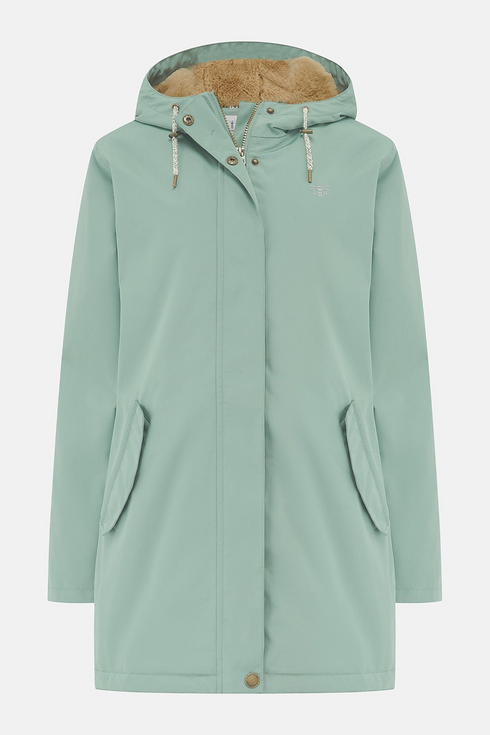 Lighthouse Scarlet AW26 in Sage Faux Fur Lined Waterproof Mid-Hip Coat