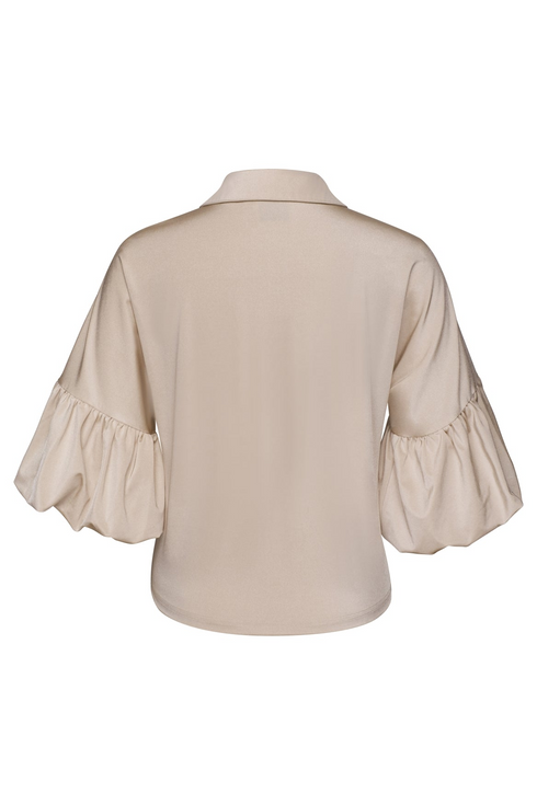 Kimara Women's Senna Travel Lurex 3/4 Puff Sleeve Blouse Champagne