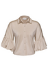 Kimara Women's Senna Travel Lurex 3/4 Puff Sleeve Blouse Champagne