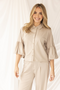 Kimara Women's Senna Travel Lurex 3/4 Puff Sleeve Blouse Champagne