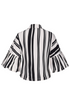 Kimara Women's Senna Travel Fabric Ruffle Puff Sleeve Blouse Vertical Stripe