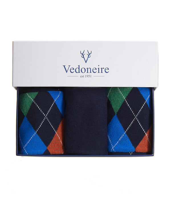 Vedoneire Men’s 3 Pack Gift Box Socks - Premium Cotton Comfort S0BX