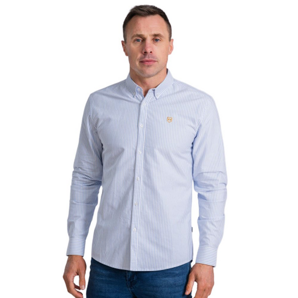 XV Kings Southland Shirt Sky Haze Blue Striped Tapered Fit Long Sleeve