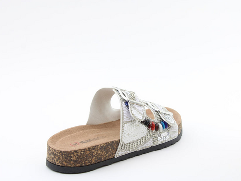 Heavenly Feet Jess Sandal White Sequin Diamante Vegan Friendly 3cm Sole