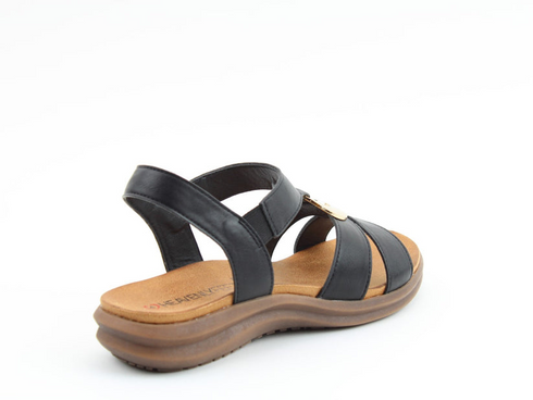 Heavenly Feet Black Trace Vegan Friendly Comfort Sandal with Metallic Detail