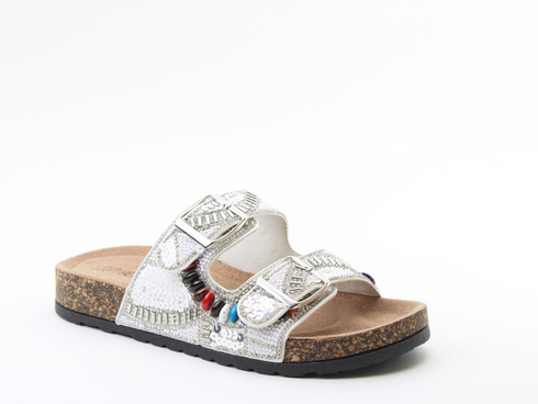 Heavenly Feet Jess Sandal White Sequin Diamante Vegan Friendly 3cm Sole