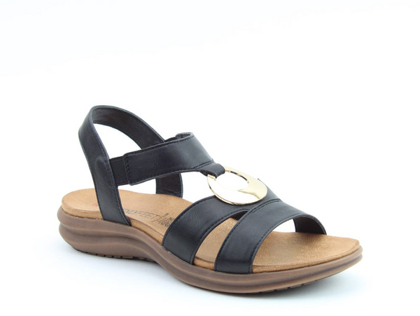 Heavenly Feet Black Trace Vegan Friendly Comfort Sandal with Metallic Detail