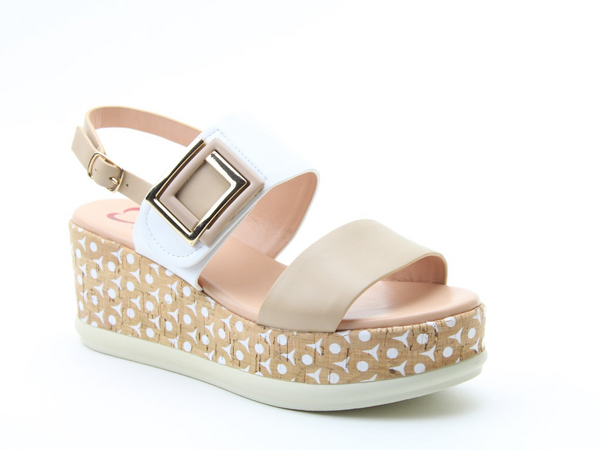 Heavenly Feet Morven Sandal Taupe Vegan Friendly 7cm Wedge Platform