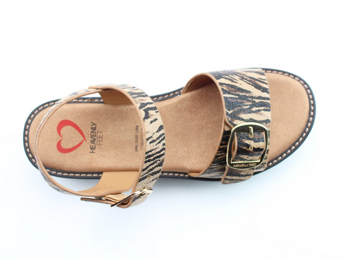 Heavenly Feet Sonja Vegan Friendly Litesoles Comfort Sandals Black Tan Zebra