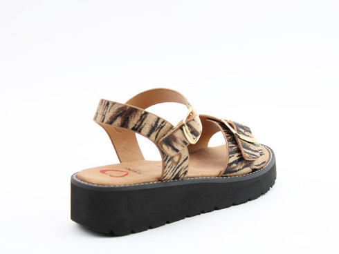 Heavenly Feet Sonja Vegan Friendly Litesoles Comfort Sandals Black Tan Zebra