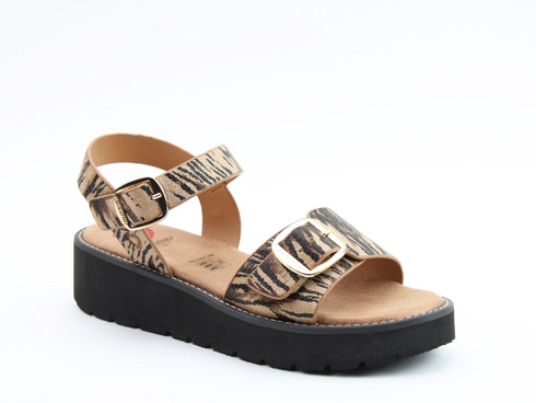 Heavenly Feet Sonja Vegan Friendly Litesoles Comfort Sandals Black Tan Zebra