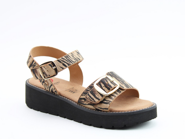Heavenly Feet Sonja Vegan Friendly Litesoles Comfort Sandals Black Tan Zebra