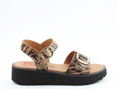 Heavenly Feet Sonja Vegan Friendly Litesoles Comfort Sandals Black Tan Zebra