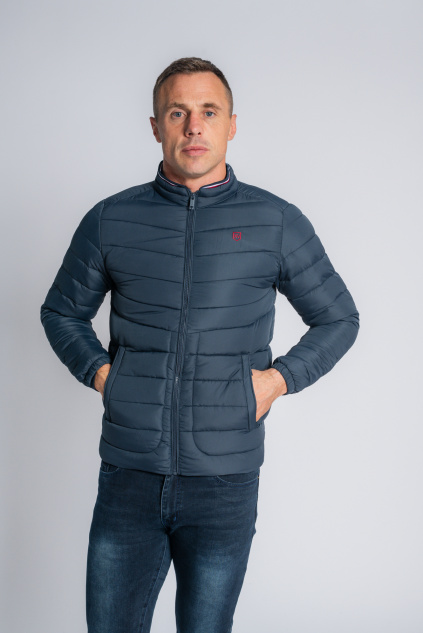 XV Kings by Tommy Bowe Sydenham Cobalt Ocean Navy Slim Fit Puffa Nylon Jacket