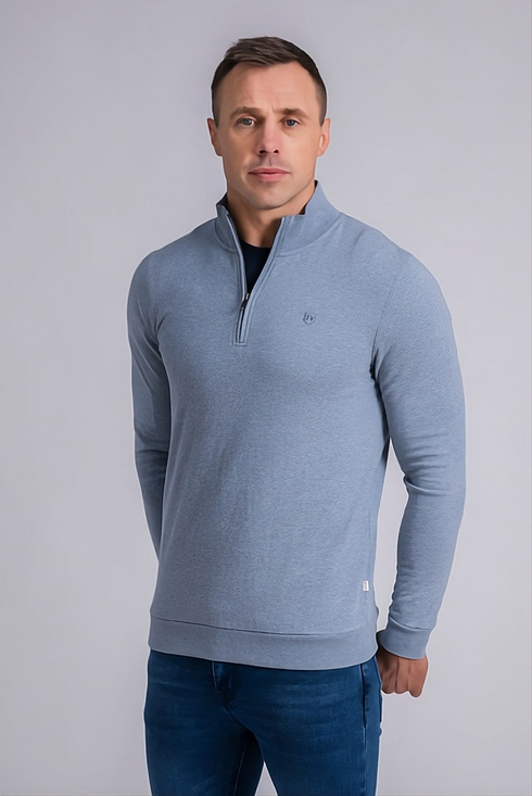 XV Kings by Tommy Bowe Sydney Rays 1/4 Zip Sky Haze Blue Ribbed Knit