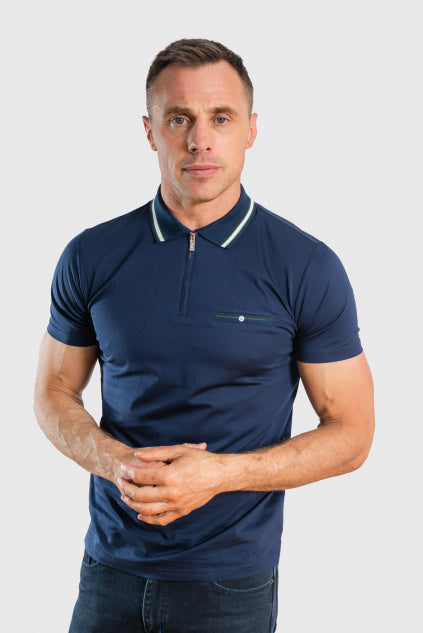 XV Kings By Tommy Bowe Tasmania Tipped Zipped Polo Shirt