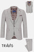 Travis by Benetti Eiffel Three-Piece Stone with a Subtle Check Super Slim Fit Suit