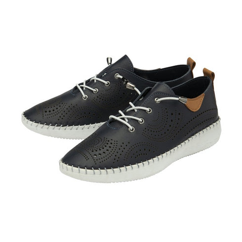 Lotus Navy Leather Tassia Lace-Up Shoes ULS484DE