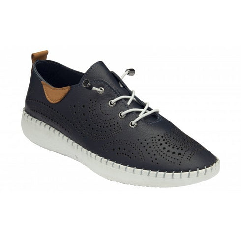 Lotus Navy Leather Lorena Slip-On Shoes ULS540DE