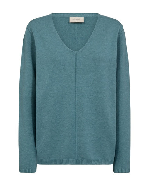 Freequent Women's Fine-Knit Laura Pullover – Soft V-neck jumper for casual style122004