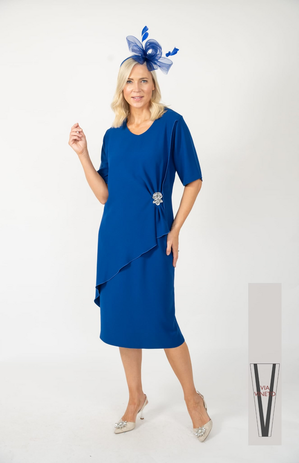 Via Veneto Royal Blue Dress with Buckle V428 Royal Blue