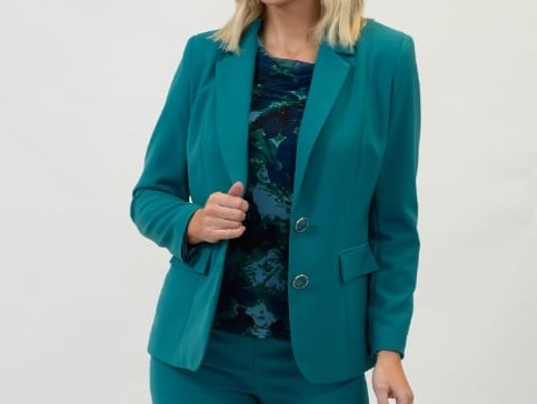 Via Veneto Jade Top with Brooch V715