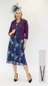 Via Veneto Plum & Mint Pattern Midi Dress and Matching Bolero V94 Mamy