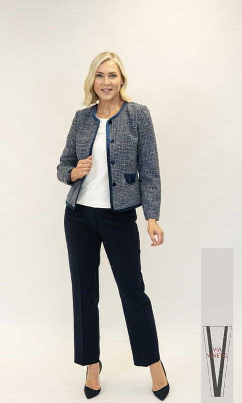 Via Veneto V96 Lori Chanel-Style Jacket in Navy