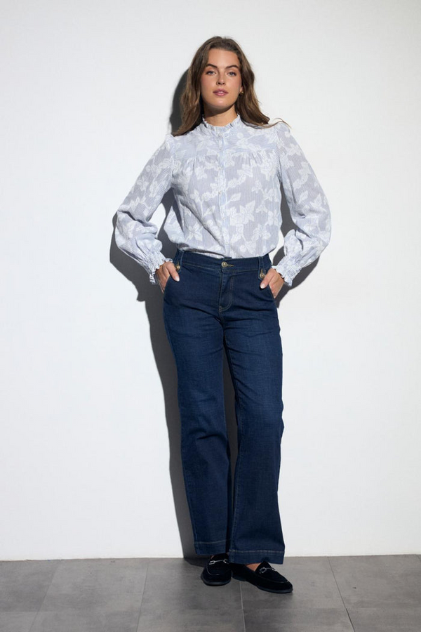 Bariloche Womens High-Waisted Wide-Leg Trousers VESUVIO 26 - 15 Navy