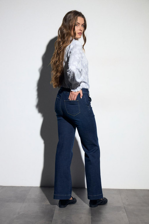 Bariloche Womens High-Waisted Wide-Leg Trousers VESUVIO 26 - 15 Navy