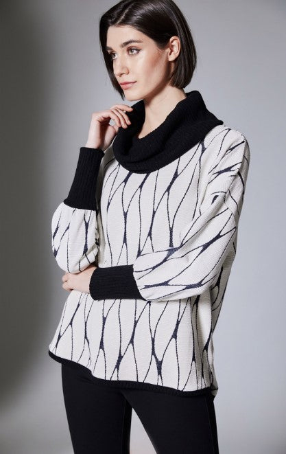 Peruzzi Cowl Jacquard Top W25412