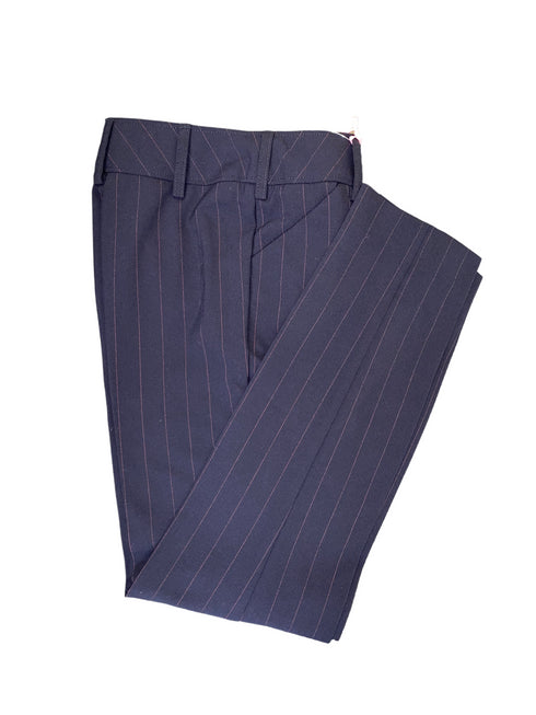 Hunter 290 Girls School Trousers in Navy/Wine pinstripe trousers