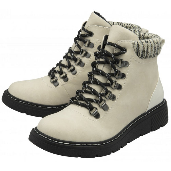 Lotus Grey Patent Jojo Ankle Boots - Chunky Lace-Up Style ULB350GP00