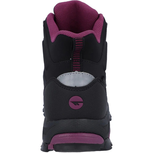 Hi-Tec Womens Black & Raspberry Jackdaw Mid Dri-Tec Waterproof Recycled Softshell Walking Boot