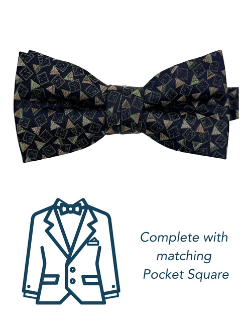Zazzi Boys Brown Pre-Tied Bow Tie & Pocket Square Set 6076-1