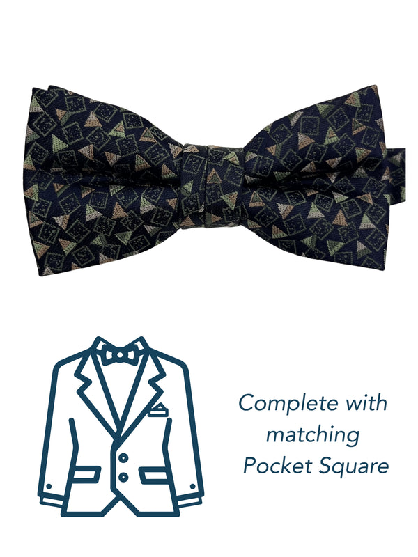 Zazzi Boys Brown Pre-Tied Bow Tie & Pocket Square Set 6076-1