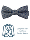 Zazzi Boys Silver Pre-Tied Bow Tie & Pocket Square Set 6312-1