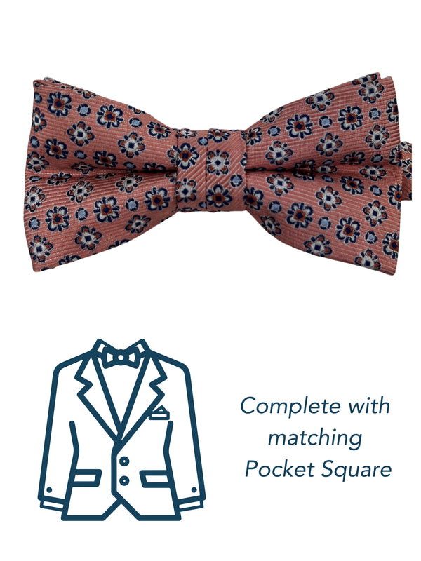 Zazzi Boys Orange Pre-Tied Bow Tie & Pocket Square Set 6312-3
