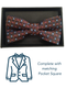 Zazzi Boys Diamond Red/Brown Pre-Tied Bow Tie & Pocket Square Set