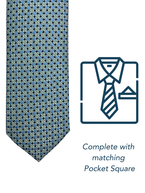 Zazzi Boys Patterned Green Tie & Matching Pocket Square Set 6310-2