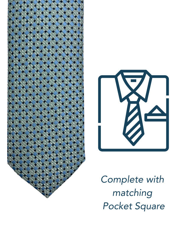 Zazzi Boys Patterned Green Tie & Matching Pocket Square Set 6310-2