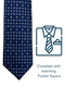 Zazzi Boys Polka Dot Navy Tie & Matching Pocket Square Set 6313-2