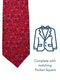 Zazzi Boys Patterned Red Tie & Matching Pocket Square Set 6314-1