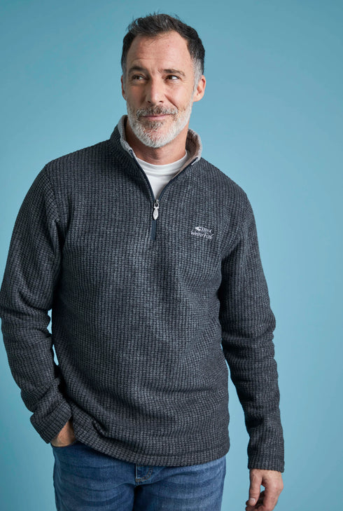 Weird Fish Newark 1/4 Zip Grid Fleece – Men’s Warm Recycled Polyester Pullover 19102